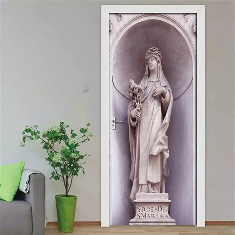 

2Pcs/Set 3D Carved Goddess Portrait 3D Wall Door Sticker Self-adhesive Waterproof Wallpaper Decals Home Decor Door Wall Sticker