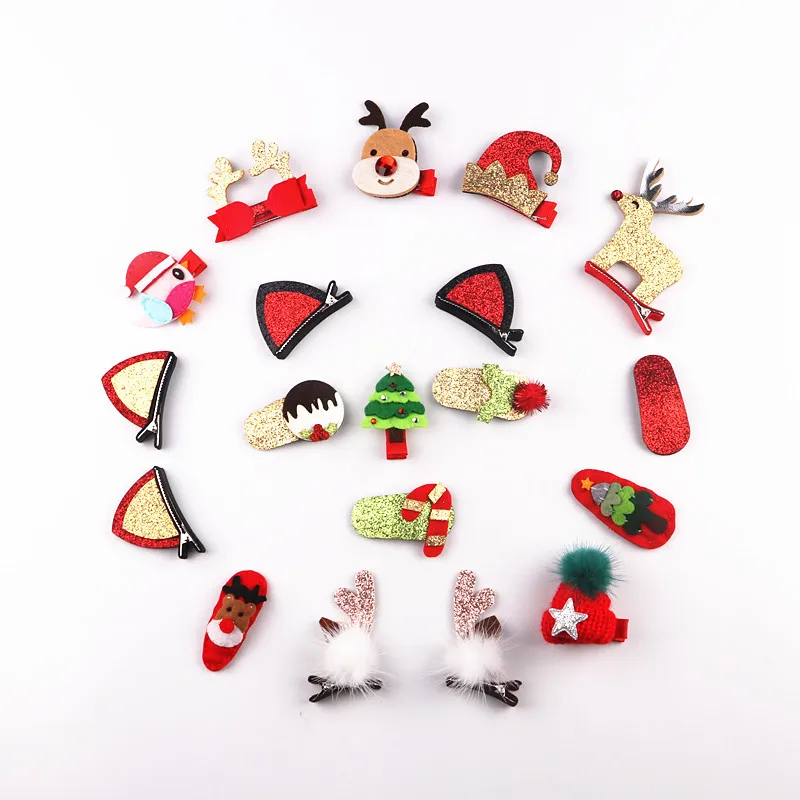 

Korea Handmade Cartoon Christmas Tree Santa Claus Elk Hats Snowman Kids Children Girls Hairpins Hair clips Head wear-GMKHRP003C5