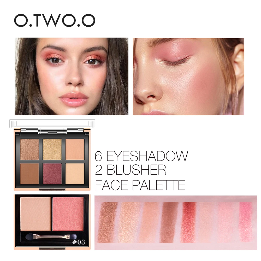 

O.TWO.O 2 In1 Matte Glitter Eyeshadow Palette Highlighter Blusher Face Contour Makeup Paletas De Sombras Nuevas TSLM2