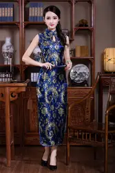 Шанхай история высокого качества традиционное китайское платье без рукавов вечернее платье Cheongsam долго Qipao Китайский Стиль платье