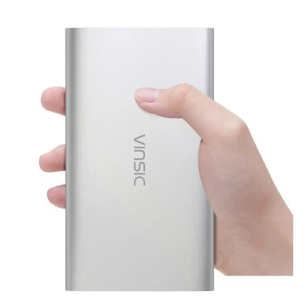 VINSIC 12000 mAh power Bank ультра тонкий 5 V 2.4A двойной USB внешний аккумулятор для iPhone X 8/8 Plus Xiaomi huawei зарядное устройство для мобильного телефона - Цвет: silver