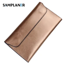 

Samplaner Luxury Gold Women Wallets Genuine Leather Wallet Long Cowhide Purse for Ladies Clutch Bag Cards Phone Organizer Wallet