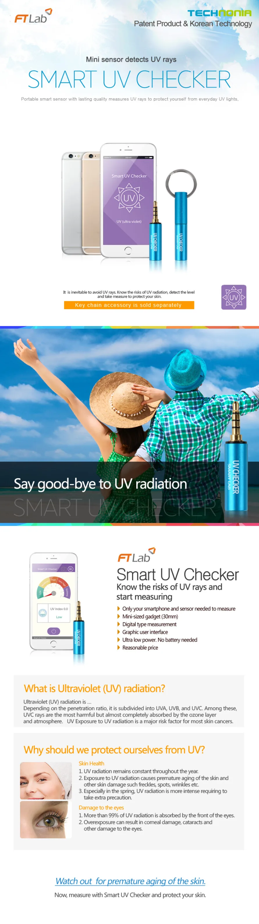 Ftlab УФ детектор Ультрафиолетовый счетчик защищает кожу от вреда от солнца