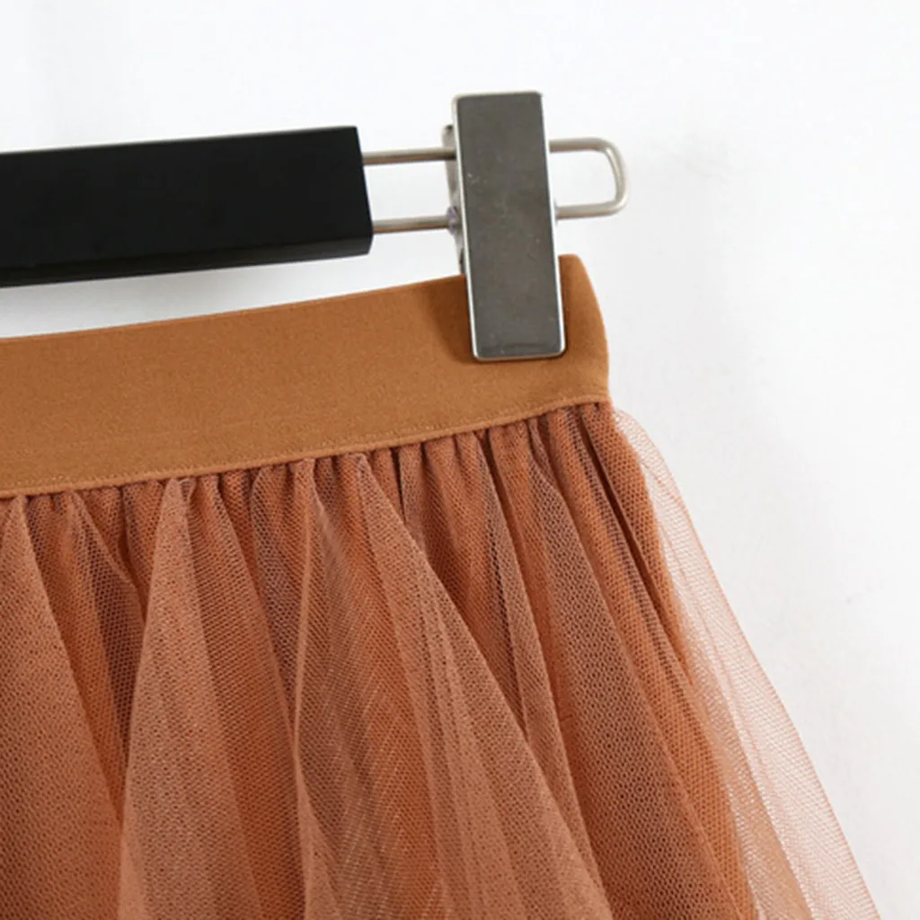 Страусиная Женская сетчатая прошитая юбка из тюля простой плиссированный юбка Новая модная сетчатая длинная юбка с высокой талией Женская юбка