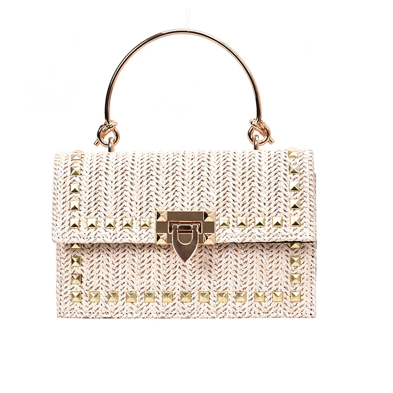 

Women's fashion straw PU leather chain design Messenger bag ladies small chain handbag small bag handbag lady designer evening b