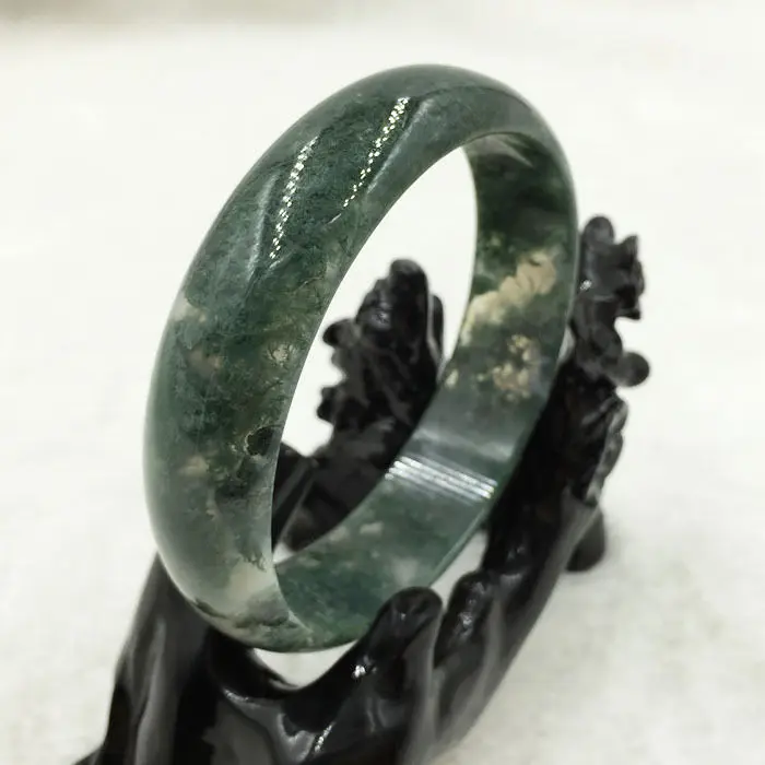 

A-6371 100% Natural Grade A Agate Chalcedony Green Jade Gem Bracelet Bangle 63mm a 5.19