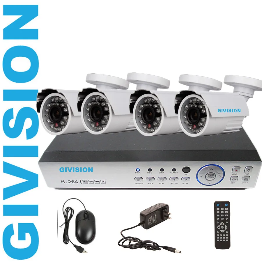 CCTV 4Ch 720P AHD DVR NVR system HD 4 Channel IR cut outdoor 1.0MP