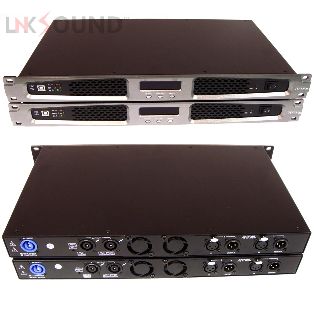 New Technical Pro DT2250 400 Watt 2 Channel Amplifier 1U Rack DJ Power