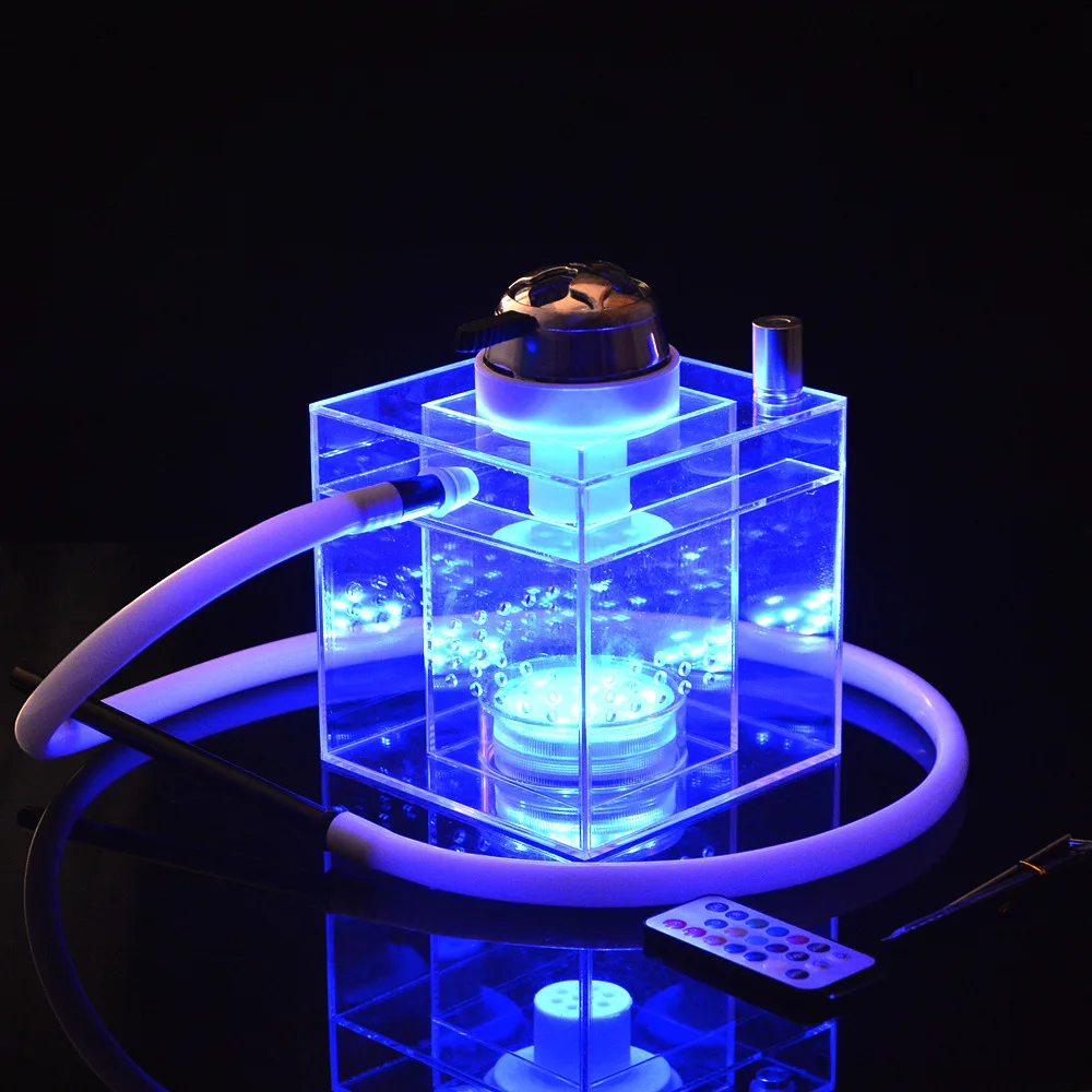 

LED Light Acrylic Hookah Shisha Pipe Nargile Bowl Hose Spring Charcoal Tongs Chicha Bar Club Narguile Accessories Party Gift