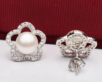 

Flower HOT Freshwater Pearl Stud Earrings Real Pearl Earrings Natural Pearl Earrings For Charm Women