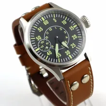 43mm parnis Sapphire Glass black dial 3600 hand winding 6497 mechanical mens watch