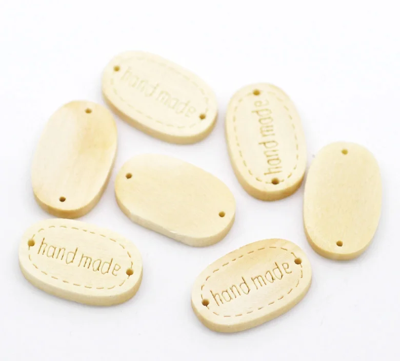 Free Shipping 100pcs "hand made" Oval Wood Jewelry Connectors 19x12mm