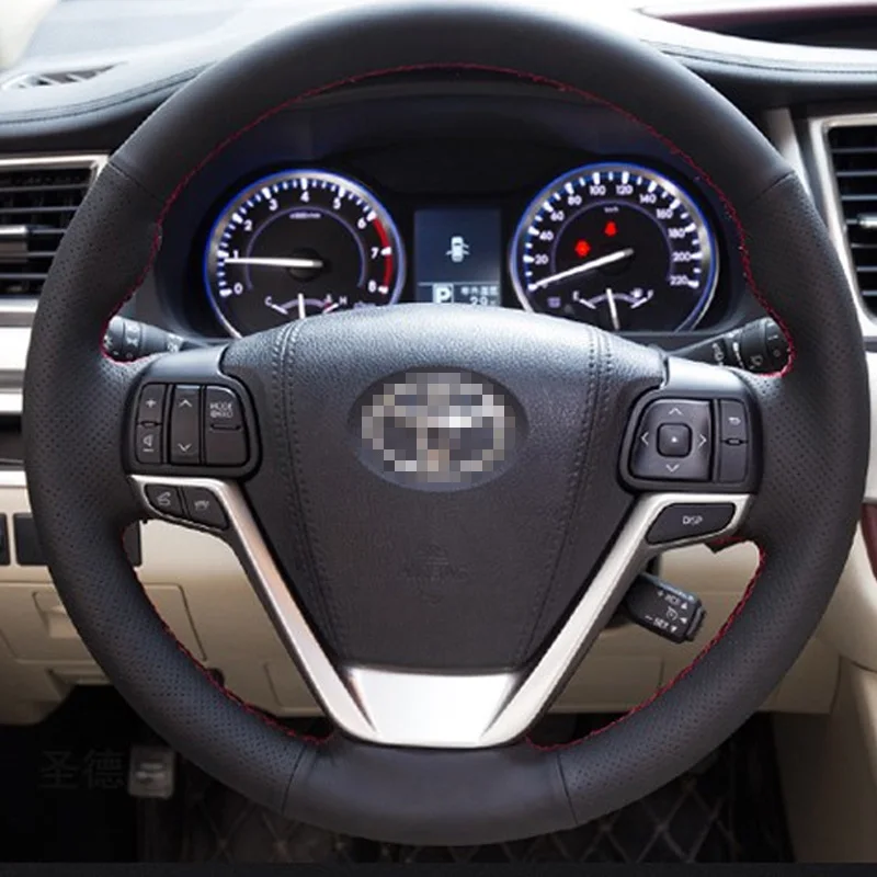 LUNDA черный кожаный сшитый вручную чехол рулевого колеса автомобиля для Toyota Corolla