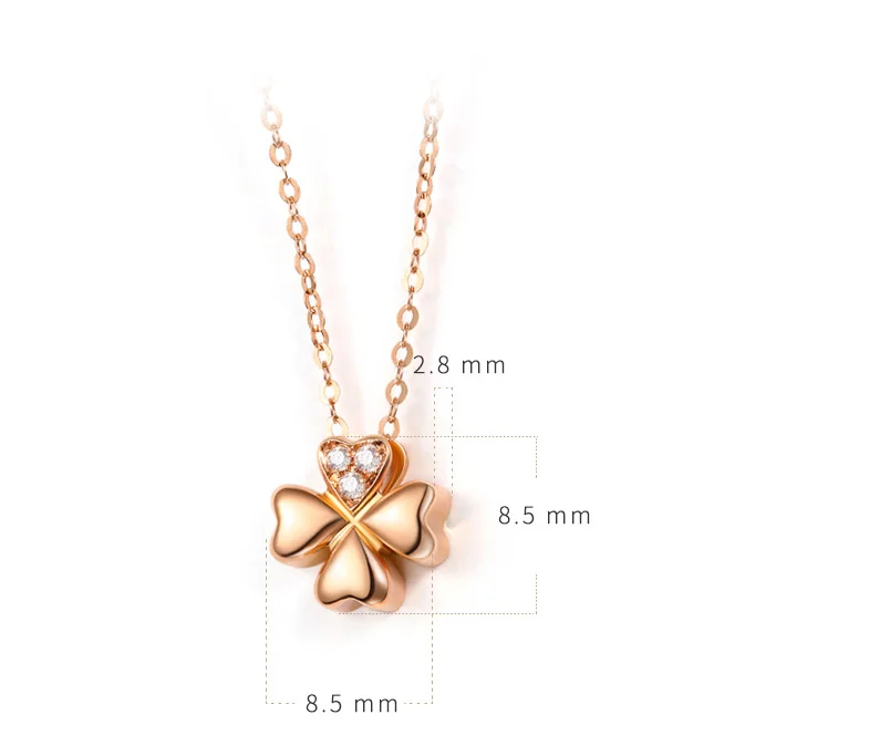 18k Gold Diamond Necklace Pendant Female Women Girl Miss Gift Chain Charm Clover Trendy Party Rose White Yellow drop shipping