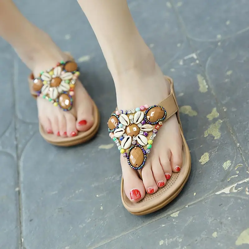 

Women shoes sandalias mujer 2018 new beach outdoor summer shoes woman femme shoes ethnic string bead women sandals