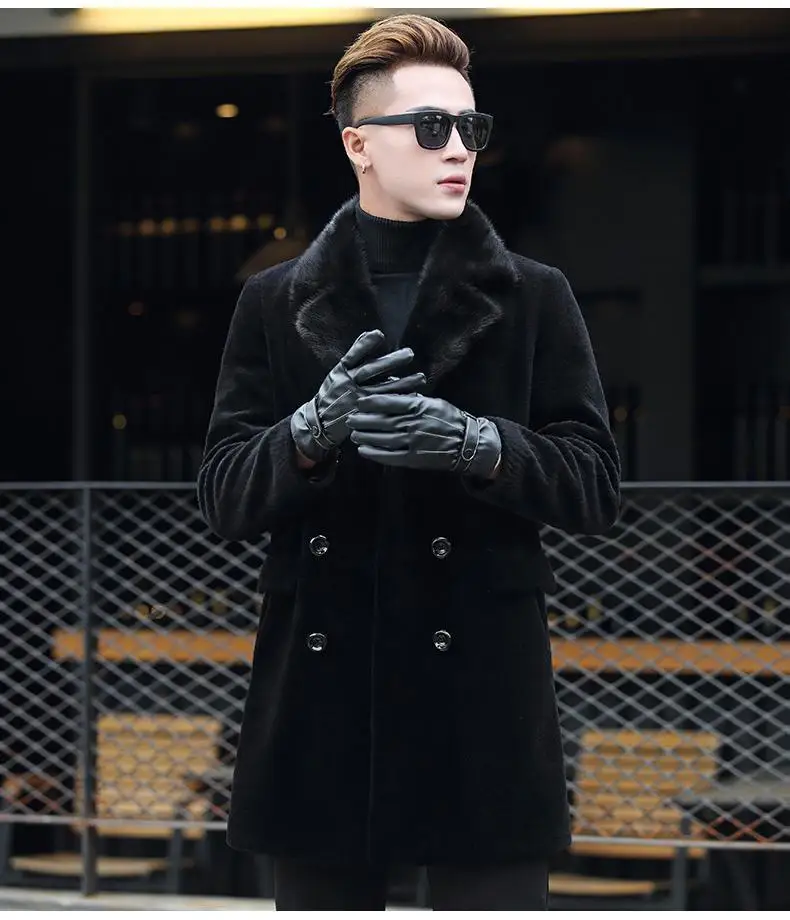 S/3Xl мужское зимнее осеннее меховое пальто, длинное повседневное Мужское пальто из искусственного меха, однобортное меховое пальто Casaco Pele HN205