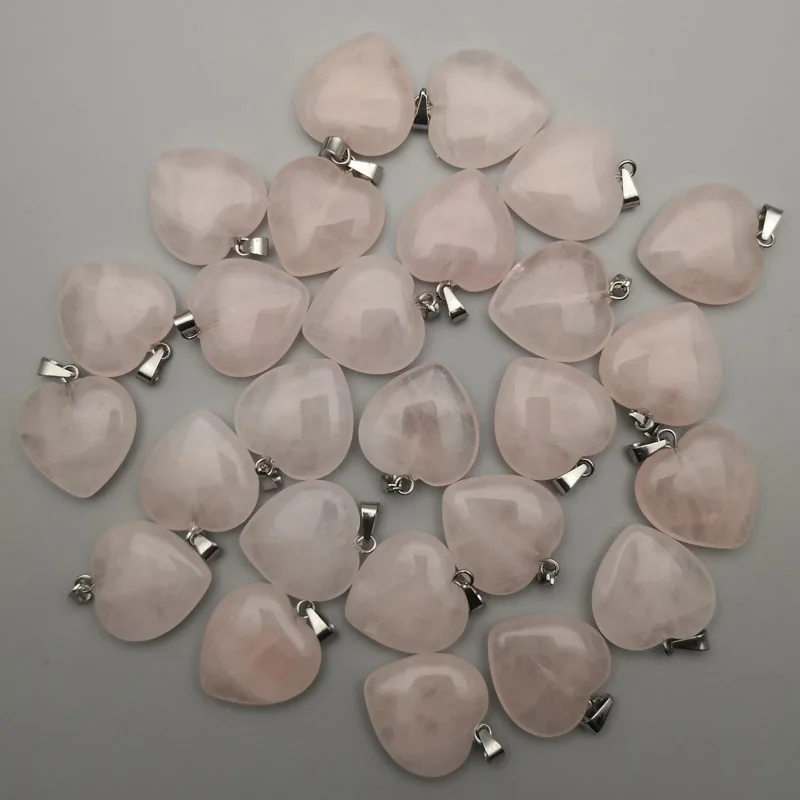 

fashion Pink Crystal heart high quality Natural stone Point charm women pendant for Jewelry making 50pcs/lot Free shipping