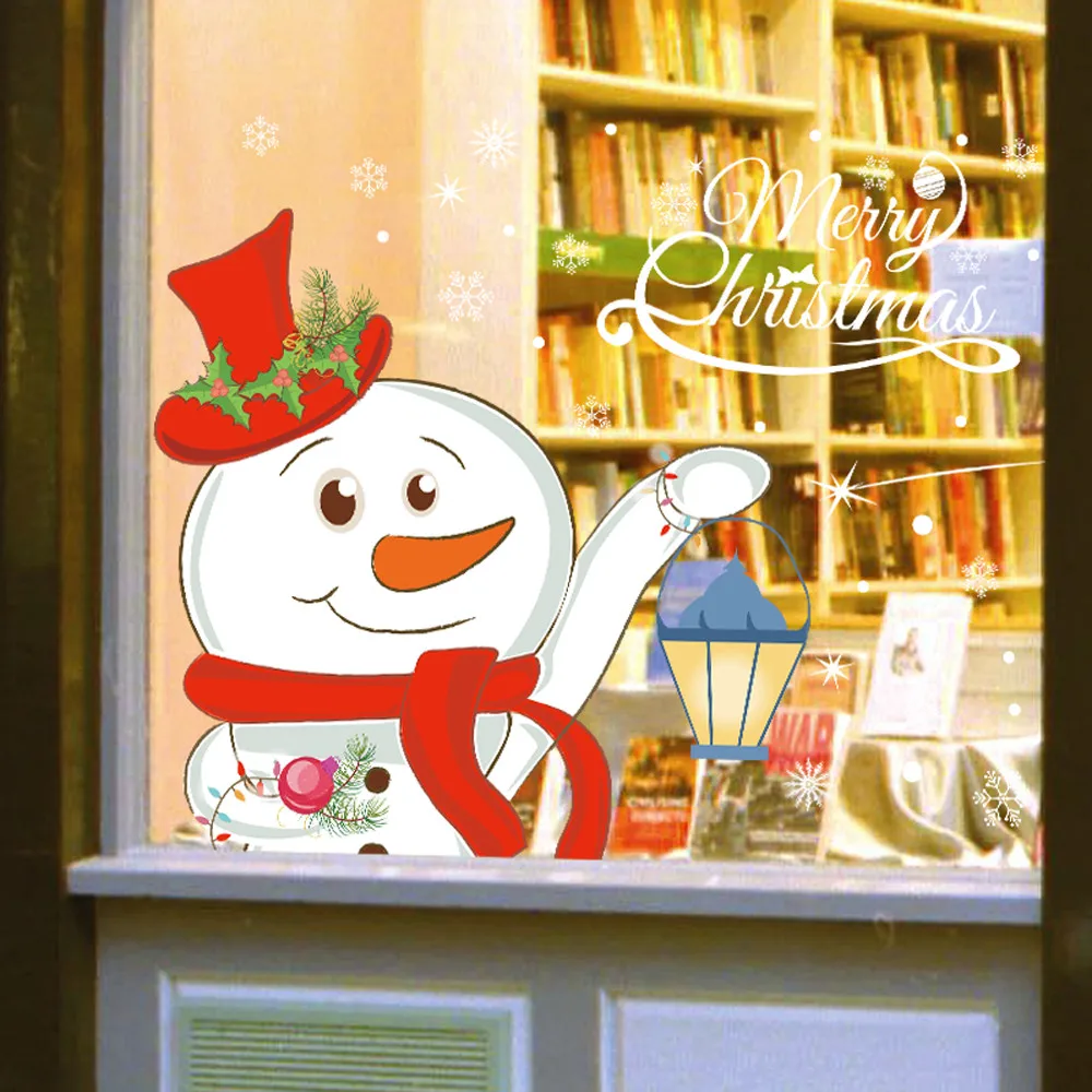

Creative Christmas Snowman Wall Stickers Removable Furniture Vinyl Self Adhesive Window Showcase Wall Sticker Decoration