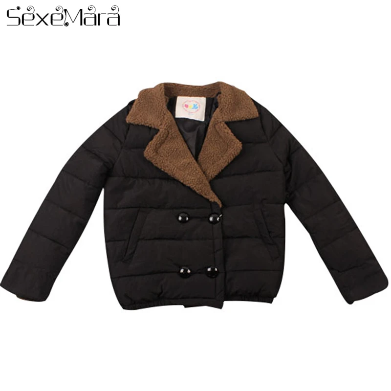 

Baby Girls Down cotton Lapel Double-Breasted Jacket Children's Fashion Clothing 8-13 Years Old Girl Clothes Two Colors Optional