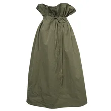 [EWQ] новая модель, чистый хлопок, зеленые широкие длинные юбки с оборками, высокая талия, на шнуровке, плиссированные женские модные корейские штаны