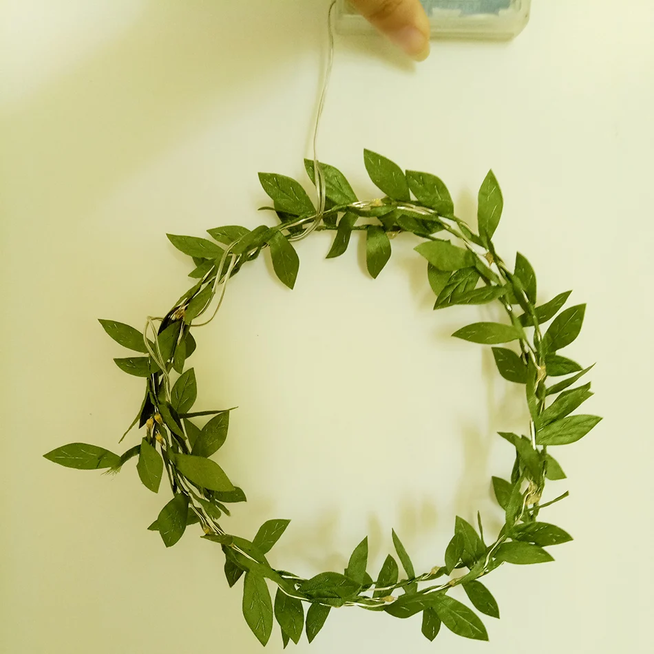 Unique handmade LED String Lights with green leaf, AA Battery holiday lighting, Vase flower arrangement,DIY wedding decoration Unique handmade LED String Lights with green leaf, AA Battery holiday lighting, Vase flower arrangement,DIY wedding decoration