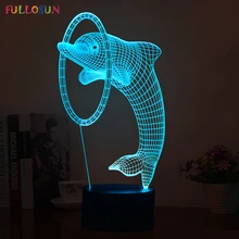 3D Иллюзия светодиодный Ночной светильник 7 цветов Дельфин настольная лампа новинок рождественские светильник s с сенсорной кнопкой детский ночной Светильник