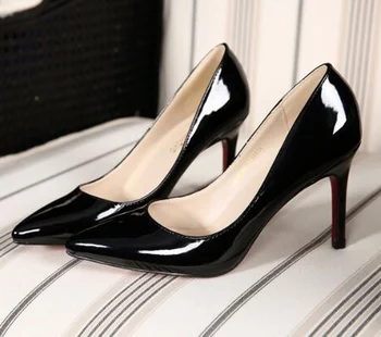

Plus Size 34-42 9cm Women's Pumps Sliver Black White Nude High Heels White Wedding Bride Pointed Low Pumps for Women Wholesale