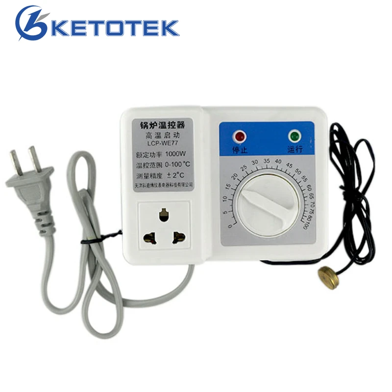 

220V 1000W Boiler Temperature Controller Thermostat Regulator Circulating Pump Auto Intelligent Control High Temp Start + Sensor