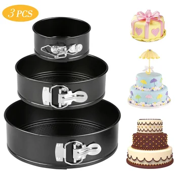 

4,6,8 In Carbon Steel Cake Mold Round Baking Mould Non-stick & Leakproof Bakeware Cheesecake Pan with Quick Release Clips
