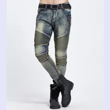 Mode Baumwolle Denim Männer Gerissen Bleistift Jeans Bundfaltenhose Reißverschluss Grau Straße Hip Pop Dünne Männlichen Biker Jeans Hosen Tasche