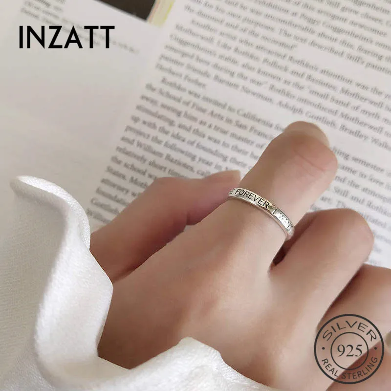 Кольцо INZATT из настоящего серебра 925 пробы с минималистичной надписью FOREVER модное