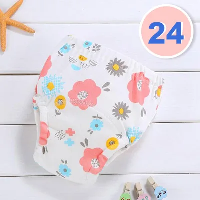 Reusable Baby Potty Training Pants Waterproof Infant Boys Girls Underwear Panties Cotton Washable Nappies Cloth Diapers - Цвет: 24