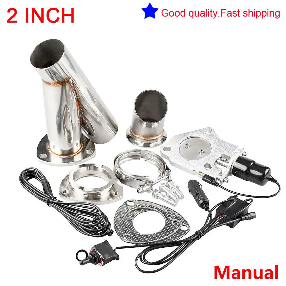 

2" Y Pipe Electric Exhaust CutOut Dump Valve With Manual Switch Stainless Steel