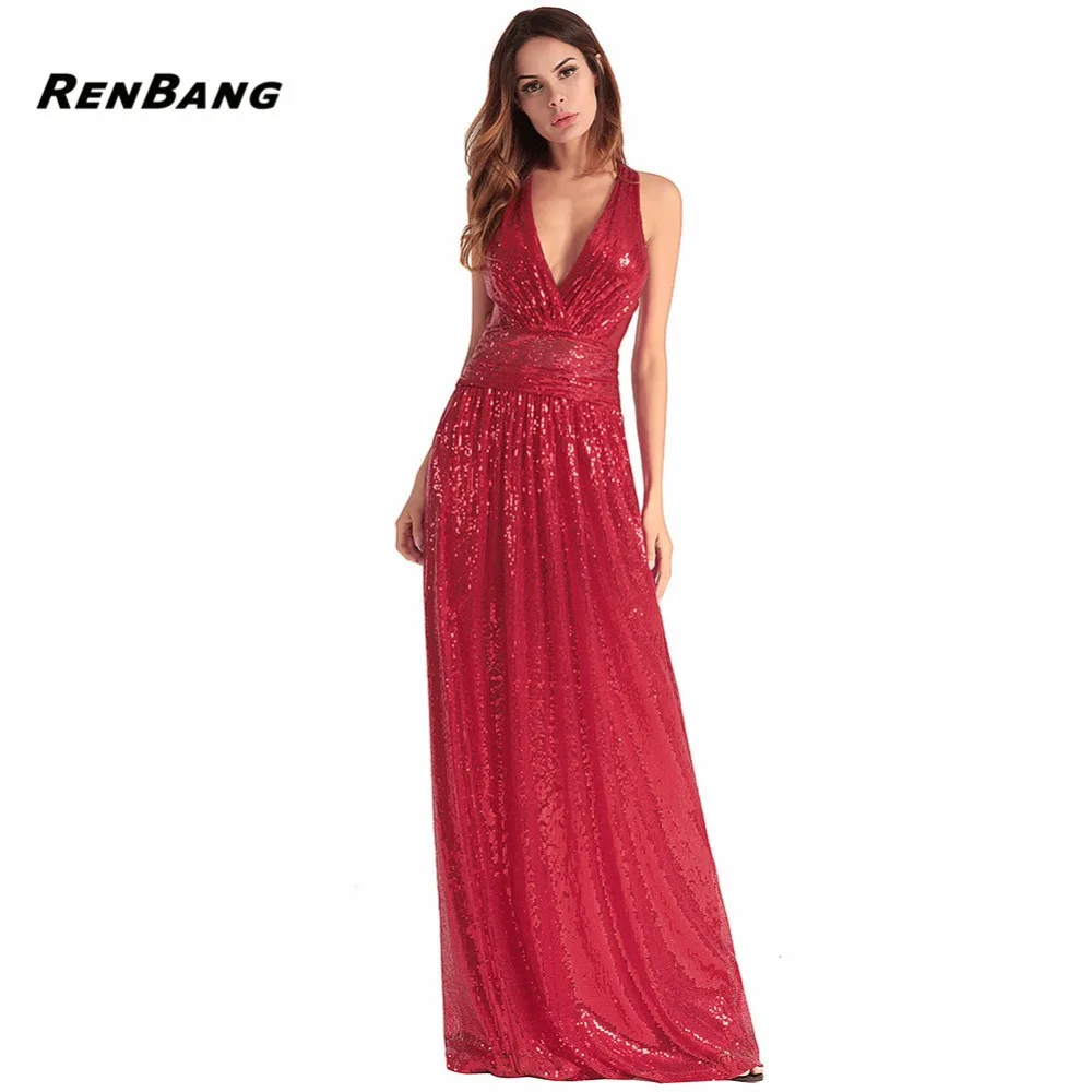 RENBANG New Style Backless Party Dresses Women V