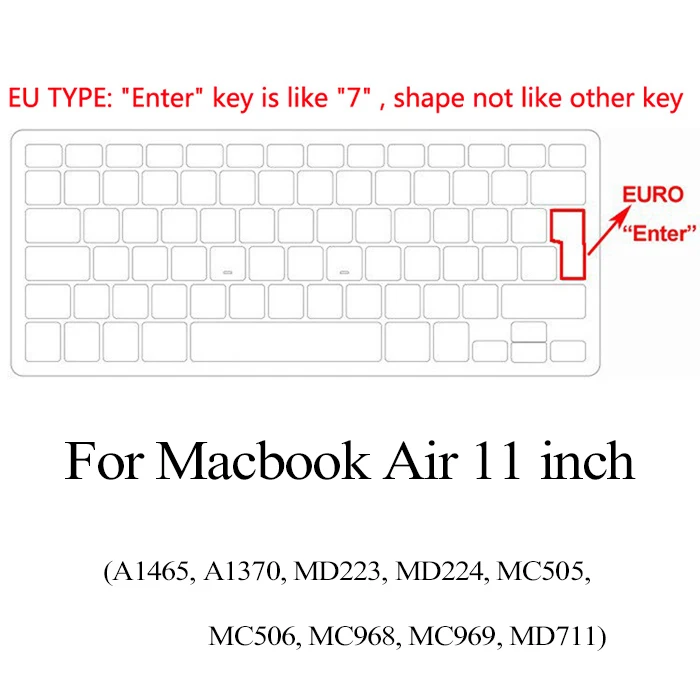 ЕС/Великобритания/США Силиконовая накладка для клавиатуры прозрачный протектор для Apple для Macbook Air 11/retina 12/Air 13 15/Pro 13 15/retina 13 - Цвет: 1