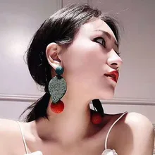 Модные серьги в стиле барокко, ручная работа, шитые кристаллами, заводные зеленые преувеличенные серьги-вишенки, красные длинные серьги для женщин 909