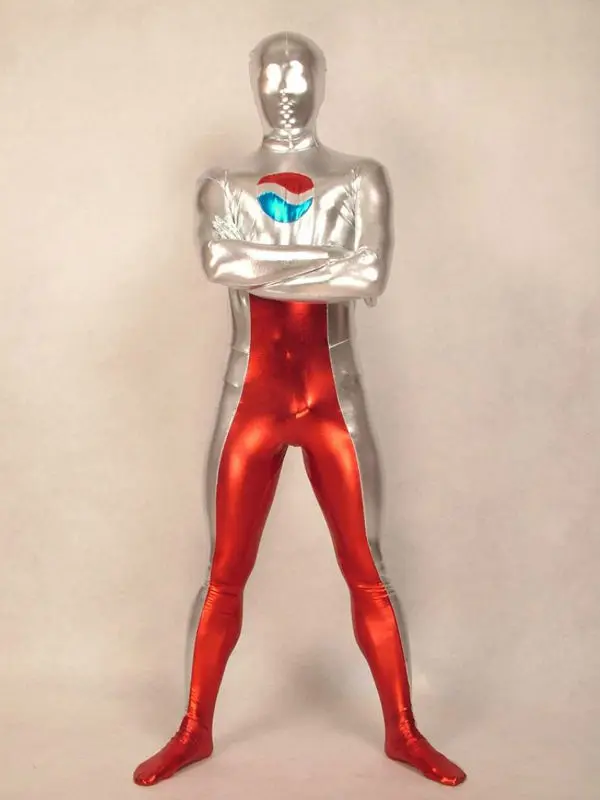 Silver And Red Pepsiman Costume Shiny Metallic Halloween Events Cosplay Suit  - Cosplay Costumes - AliExpress