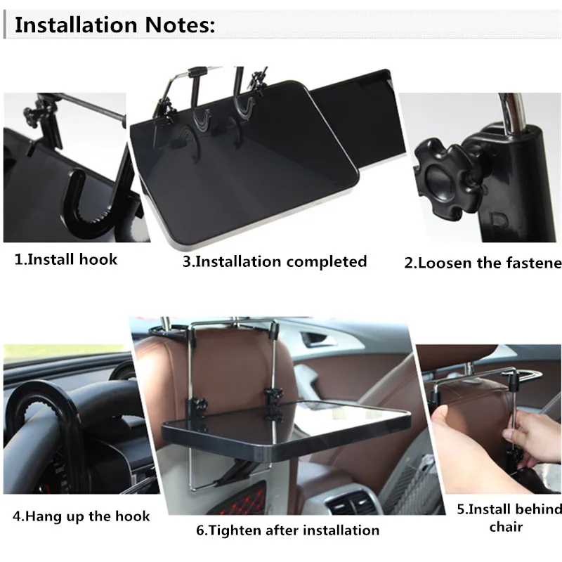 Portable Foldable Car Laptop Stand Foldable Car Seat/Steering Wheel Laptop/Notbook Tray Table Food/drink Holder Stand