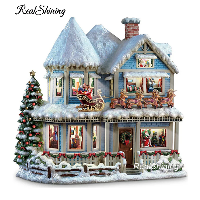 

REALSHINING Needlework Diy Diamond Painting Cross Stitch Christmas Snow House Diamond Embroidery Full Square Mosaic Gift FS231