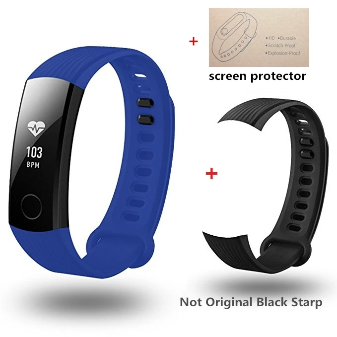 Смарт-браслет huawei Honor Band 3 для плавания 5ATM 0,9" oled-экран для IOS Xiaomi Mi Android - Цвет: Add Black Starp