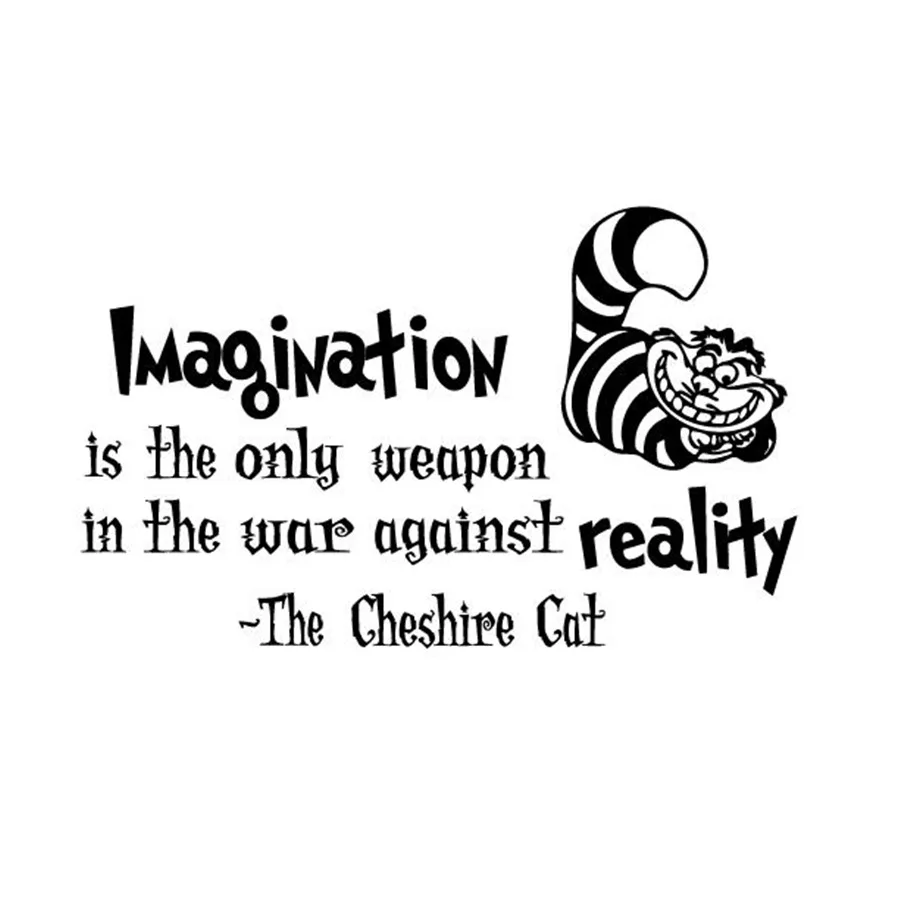 

Alice In Wonderland Wall Decals Cheshire Cat Quotes- "Imagination is the only weapon.."Vinyl Wall Sticker Wall Art Stickers