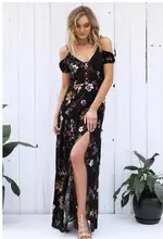Women V-neck Print Sexy Split Dress High Split Summer Floral Print Sashes Long Dress Causal Short Sleeve Beach Maxi Dress Women V-neck Print Sexy Split Dress High Split Summer Floral Print Sashes Long Dress Causal Short Sleeve Beach Maxi Dress