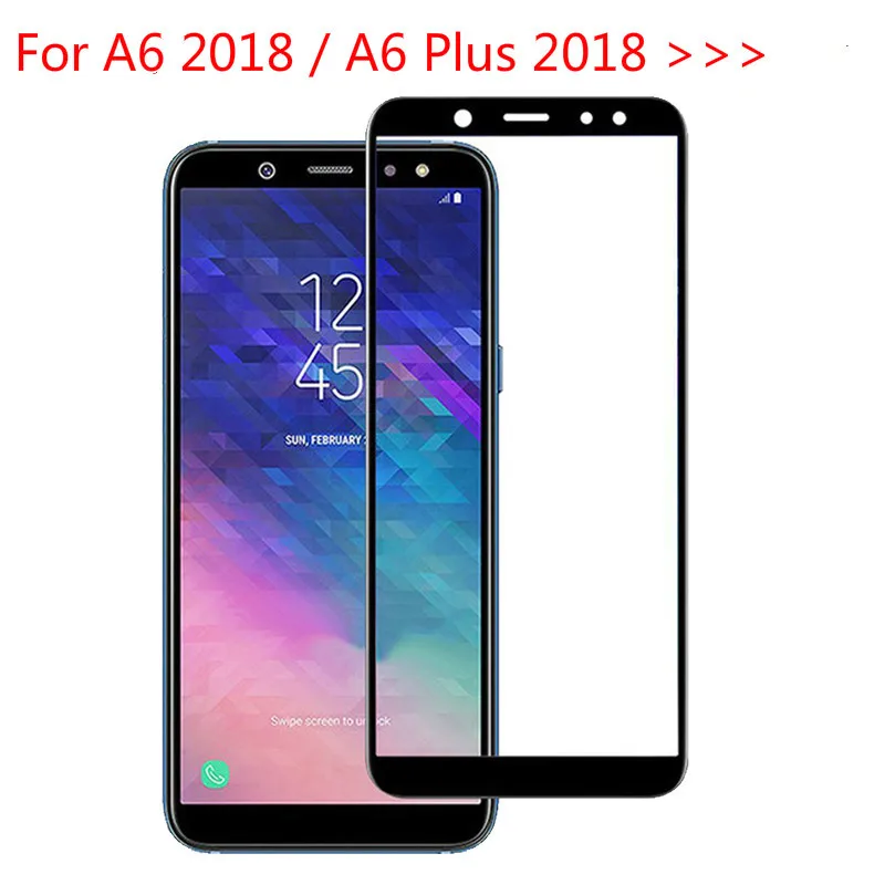 9H полное покрытие закаленное стекло для Samsung A6 2018 A600 FN Защита экрана Galaxy Plus + A605F