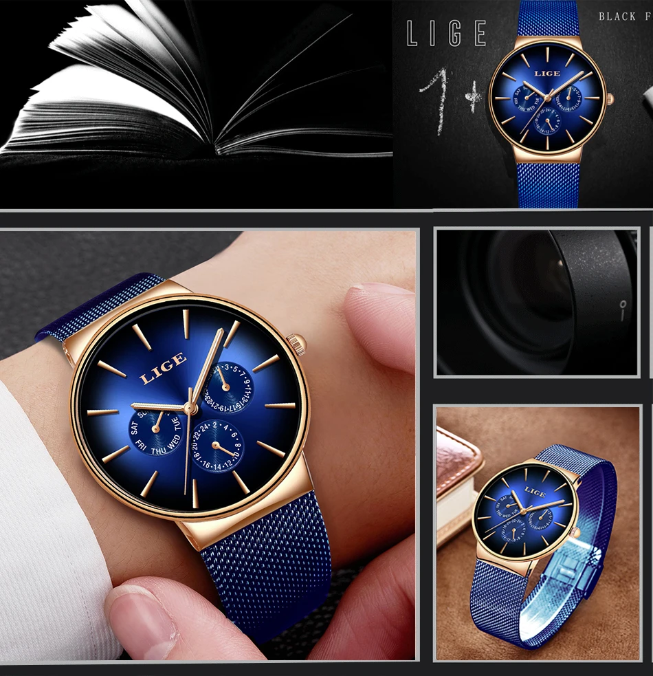 Новинка LIGE модные мужские часы люксовый бренд бизнес синие кварцевые часы мужские повседневные водонепроницаемые крутые часы Relogio Masculino