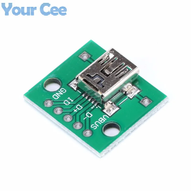 Mini USB to DIP Adapter Plate Converter for 2.54mm PCB Board DIY Power Supply Female head (4)