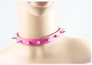 Панк рок заклепки Спайк кожа ожерелье Модные ювелирные изделия серебряный шип