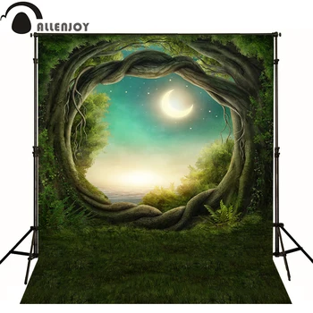 

Allenjoy Professional photography background Grassland vines moon stars newborn vinyl fabric for sale photocall fashion