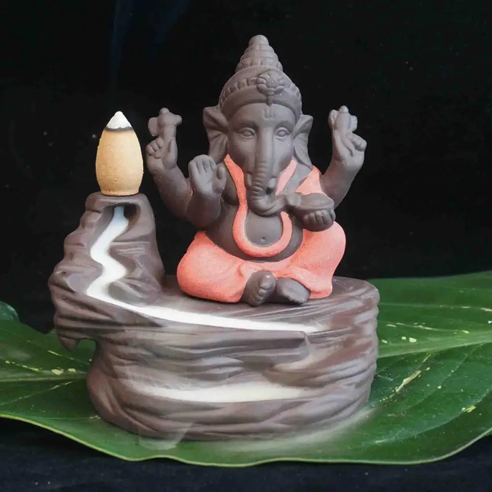 Креативный экологический домашний офисный Декор маленький монах курильница индийский господин Ганеша ack-flow керамическая курильница для благовоний - Color: 2
