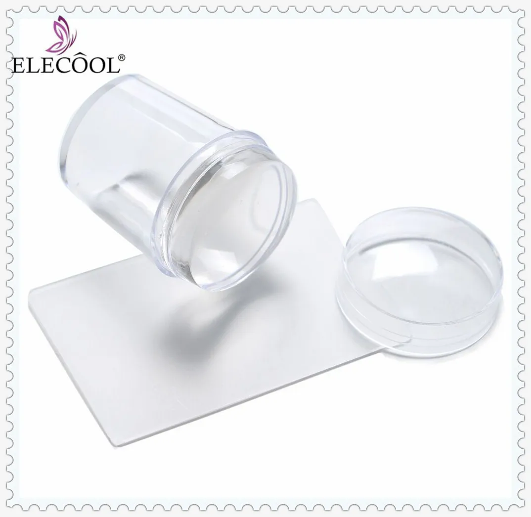 Elecool 1 набор прозрачных желейных силиконовых DIY ногтей Маникюрный Инструмент для переноса скребок для ногтей Набор тарелок с крышкой женщина
