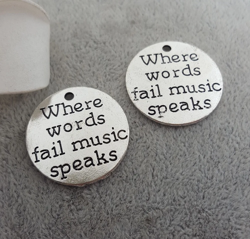10pcs//lot When words fail music speaks disc charm Music charm pendant 20mm